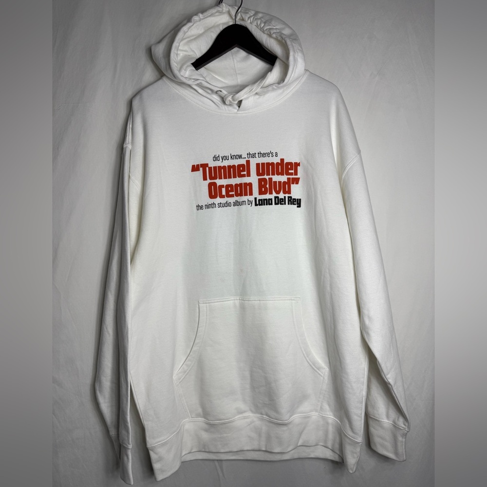 Official Lana Del Rey White 'Tunnel under Ocean Blvd' Graphic Hoodie - Picture 2 of 9